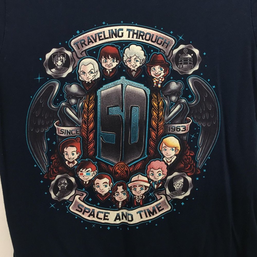 Doctor Who T-shirt Dark Blue Traveling Through Space and Time XXL